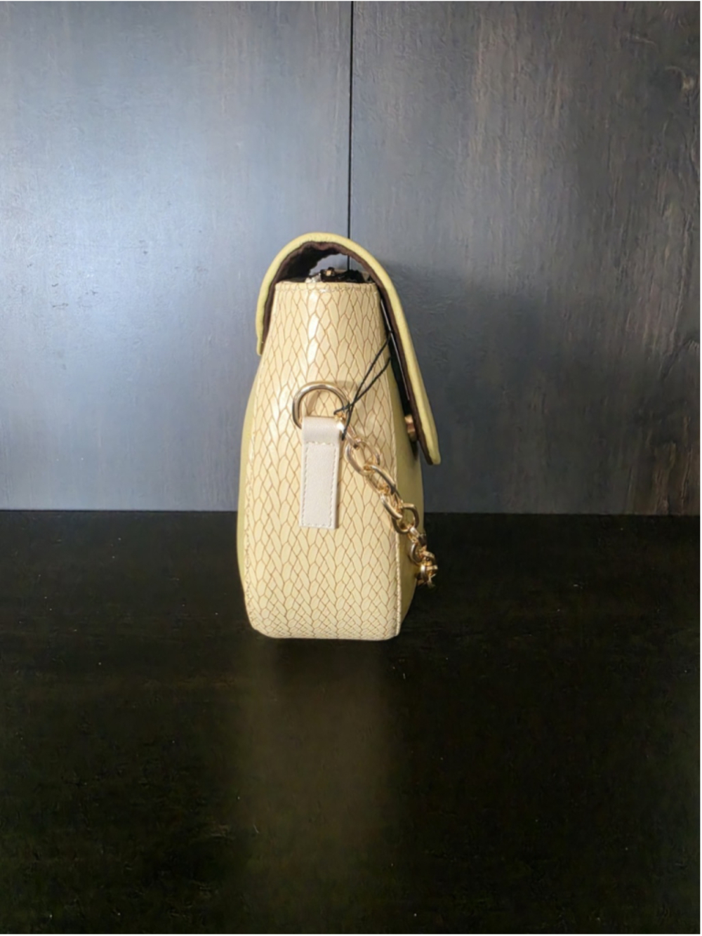 2 Straps Soft Yellow Ivory Embossed Tooled Artisan LEATHER Crossbody Purse Bag - Picture 7 of 16